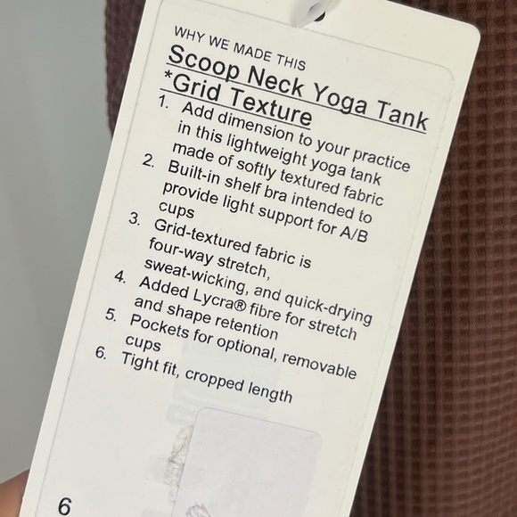 NWT Lululemon Scoop Neck Yoga Tank, Size 6 - Picture 2 of 3